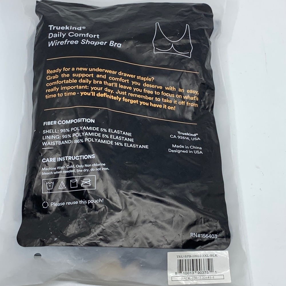 Truekind By Shapermint Women's Daily Comfort Wirefree Shaper Bra Black Size 3XL - Picture 9 of 10